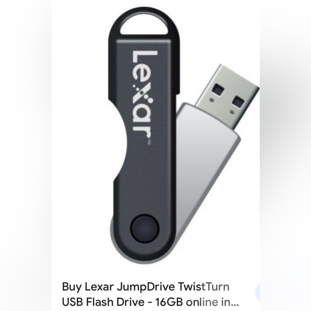 Lexar- 16 gig jump drive / flash drive with turnable lid for safe keeping